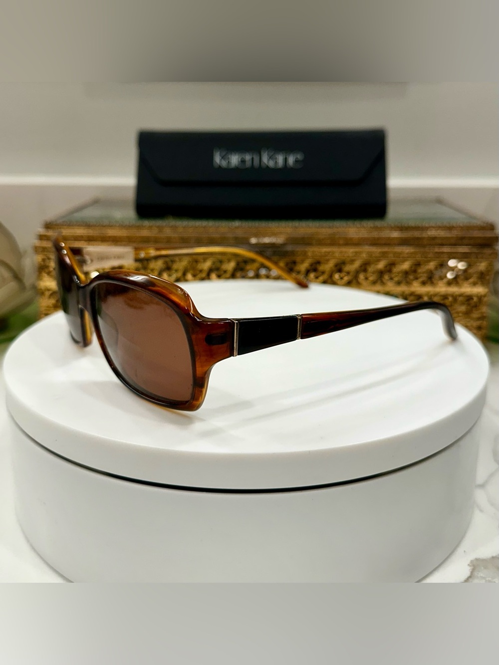 Karen Kane - Dahlia - Tortoiseshell/Honey Sunglasses - VGUC, w/ KK Hard-Case EUC - Picture 9 of 17
